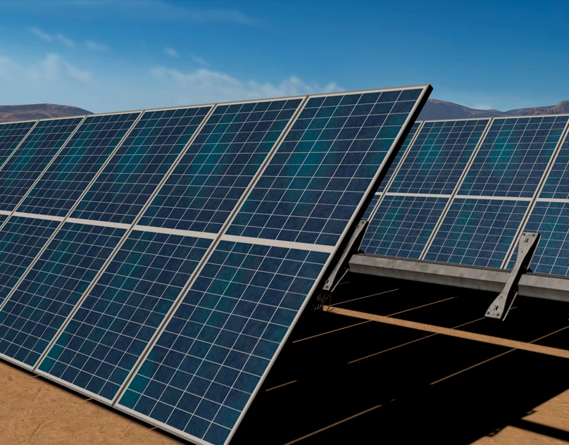 Solar trackers rendered in the Array configurator