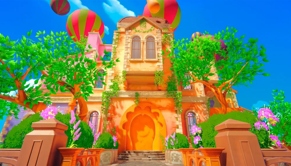 Colorful stylized building from the Popper VR world